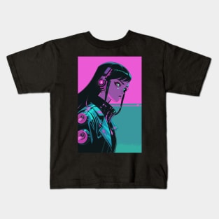 Cyberpunk Anime Girl Kids T-Shirt